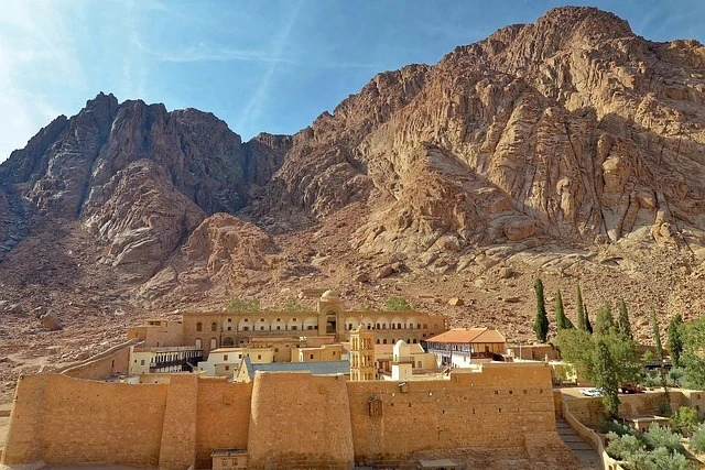St. Catherine Monastery in Sinai Desert with surrounding trails