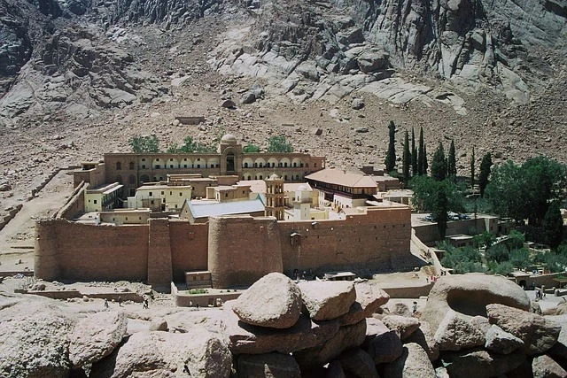 St. Catherine Monastery in Sinai Desert with surrounding trails
