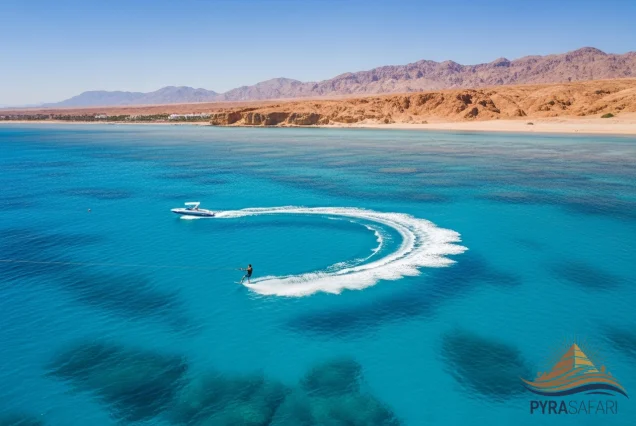 Aerial view of wakeboarding adventure in Red Sea, Sharm El Sheikh
