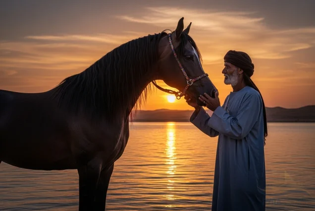 Close-up of a majestic Arabian horse during a luxury beach ride in Sharm El Sheikh