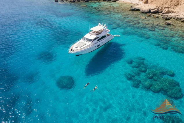Exclusive yacht experience Sharm El Sheikh Snorkeling in a hidden Red Sea bay from a private boat