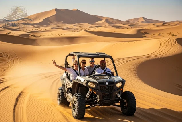 Family-of-four-enjoying-a-luxury-private-buggy-tour-in-the-Sharm-El-Sheikh-desert-at-sunset-an-unforgettable-family-adventure-from-Sharm-El-Sheikh