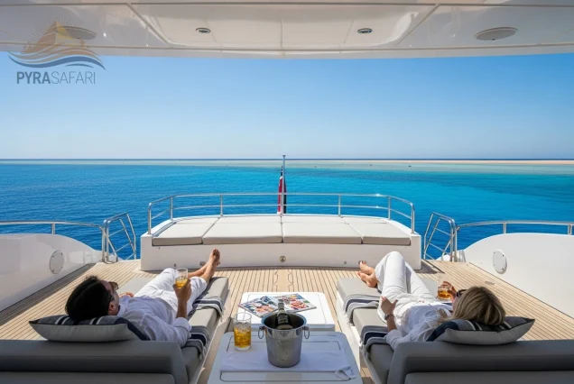 Gourmet-dining-experience-for-two-on-the-deck-of-a-VIP-private-yacht-with-breathtaking-Red-Sea-views-near-Sharm-El-Sheikh