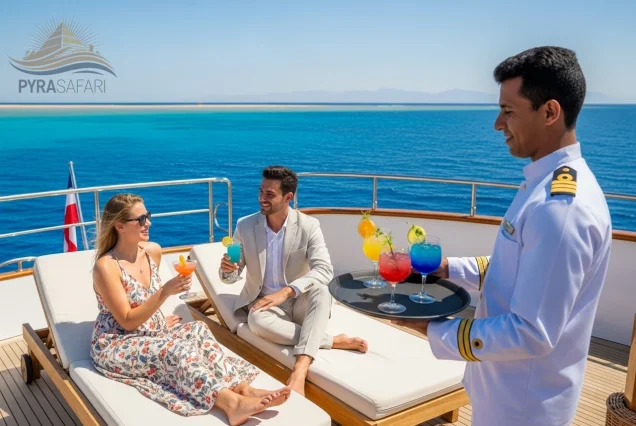 Gourmet-dining-experience-for-two-on-the-deck-of-a-VIP-private-yacht-with-breathtaking-Red-Sea-views-near-Sharm-El-Sheikh