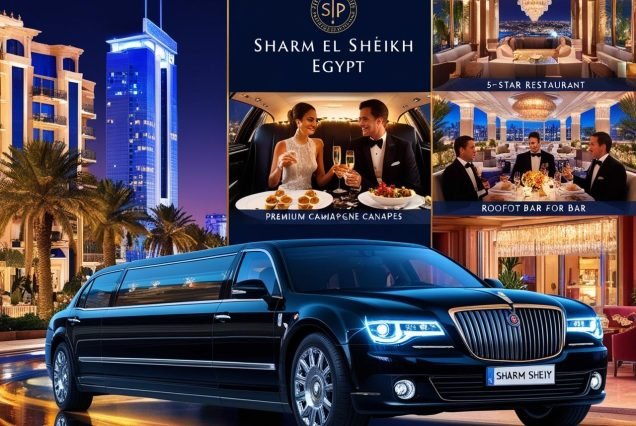 Luxury limo tour Sharm, VIP nightlife experience Egypt, limousine service Sharm El Sheikh, private night tour Egypt, fine dining & nightlife Sharm