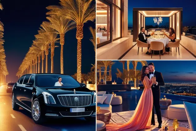 Luxury limo tour Sharm, VIP nightlife experience Egypt, limousine service Sharm El Sheikh, private night tour Egypt, fine dining & nightlife Sharm