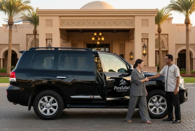 Luxury-PyraSafari-SUV-picking-up-guests-from-a-5-star-Sharm-El-Sheikh-hotel