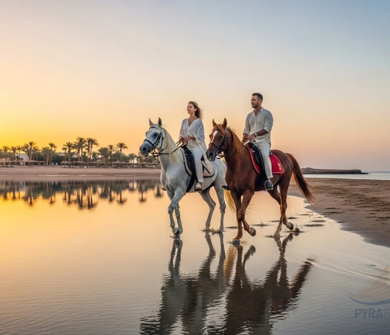 Luxury sunset horse riding experience on Sharm El Sheikh beach with Arabian horses