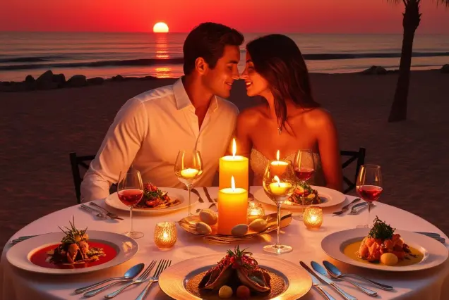 romantic beach dinner Sharm, sunset dinner by the sea, private beach dining Egypt, luxury couples dinner Sharm El Sheikh, special occasion dinner on the beach, honeymoon dinner Egypt, romantic restaurant Sharm El Sheikh