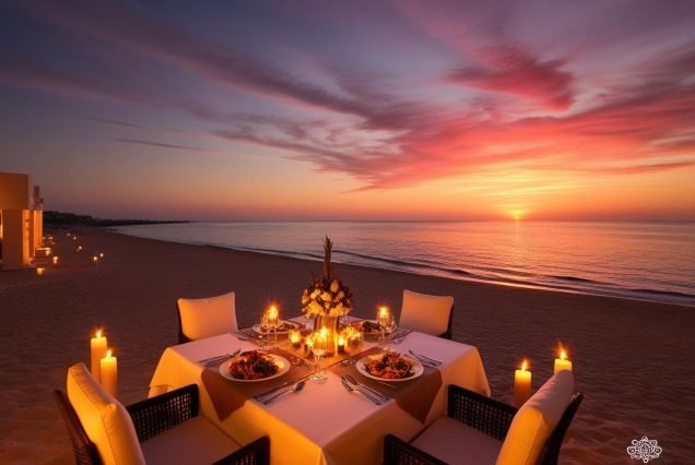 romantic beach dinner Sharm, sunset dinner by the sea, private beach dining Egypt, luxury couples dinner Sharm El Sheikh, special occasion dinner on the beach, honeymoon dinner Egypt, romantic restaurant Sharm El Sheikh