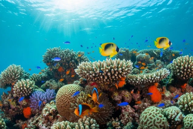 Underwater view of colorful coral reefs and tropical fish in Ras Mohammed National Park (2)