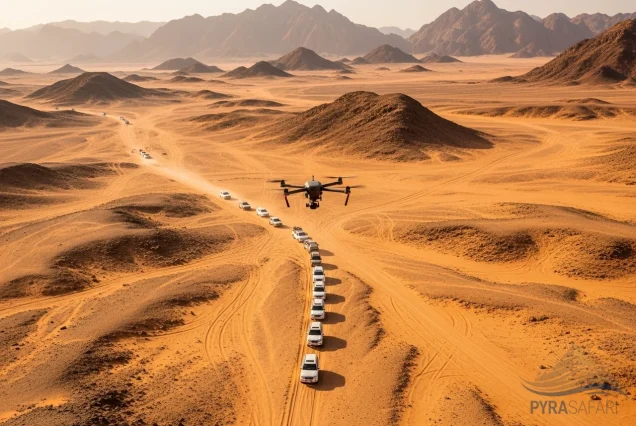 Exclusive desert tours Sharm El Sheikh, 4WD safari convoy in vast Sinai desert