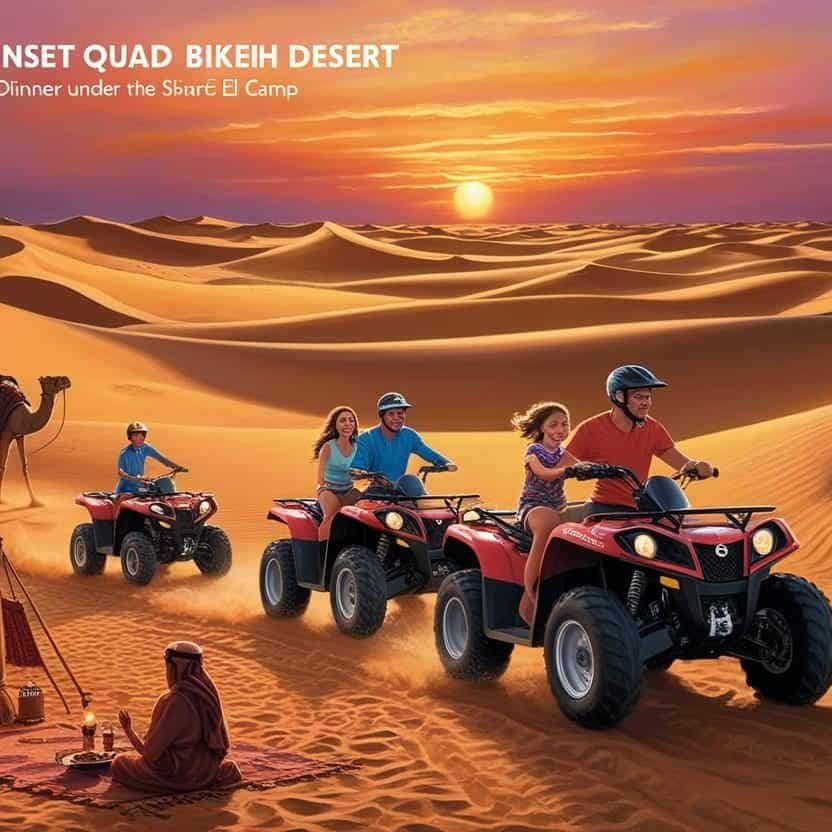 sunset quad bike safari Sharm, Bedouin dinner desert tour, quad biking in Sharm El Sheikh, Sharm desert adventure, family-friendly safari Sharm, best safari in Egypt