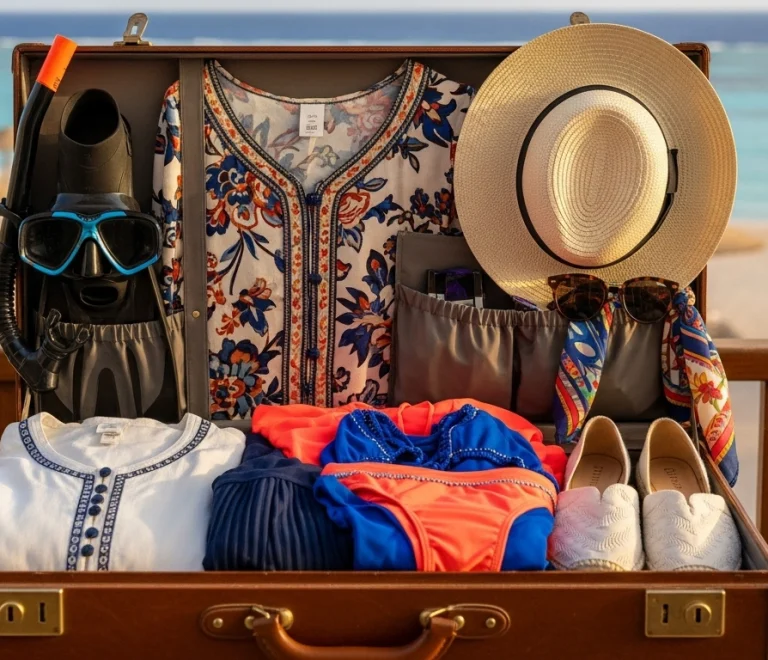 Sharm El Sheikh packing list, luxury travel packing, what to pack for Egypt, Sharm el Sheikh essentials, travel checklist Egypt