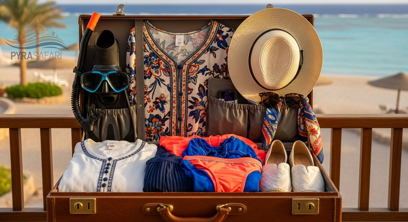 Sharm El Sheikh packing list, luxury travel packing, what to pack for Egypt, Sharm el Sheikh essentials, travel checklist Egypt